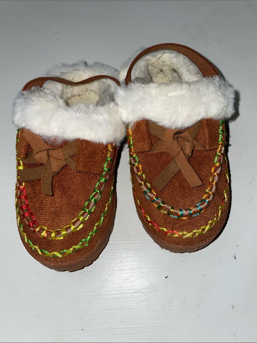 Olivia & Kate slide on moccasin mules faux fur baby size 7
